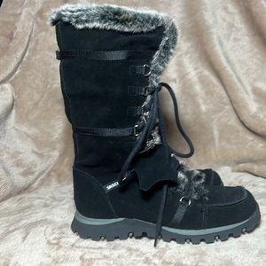 Skechers Women's Grand Jams Unlimited Black Suede Fur winter Boots Size 6.5